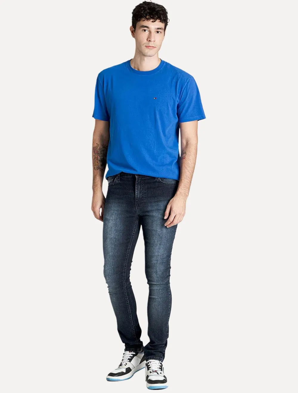 Calça Tommy Jeans Masculina Skinny Simon Flag Escura