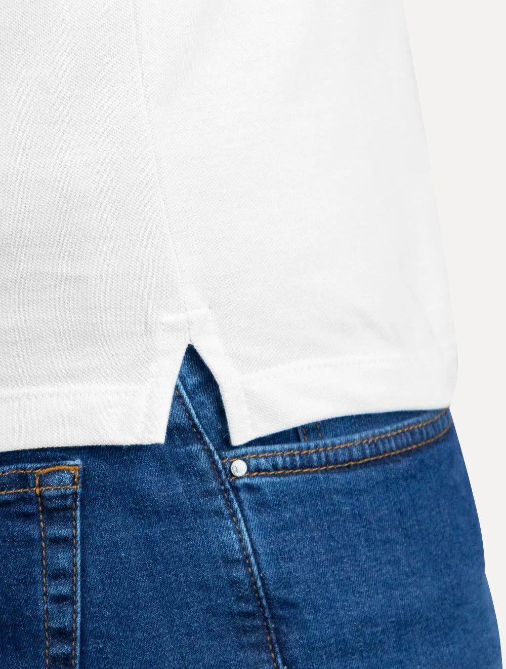 Polo Dudalina Masculina Piquet Essentials Frisos Branca