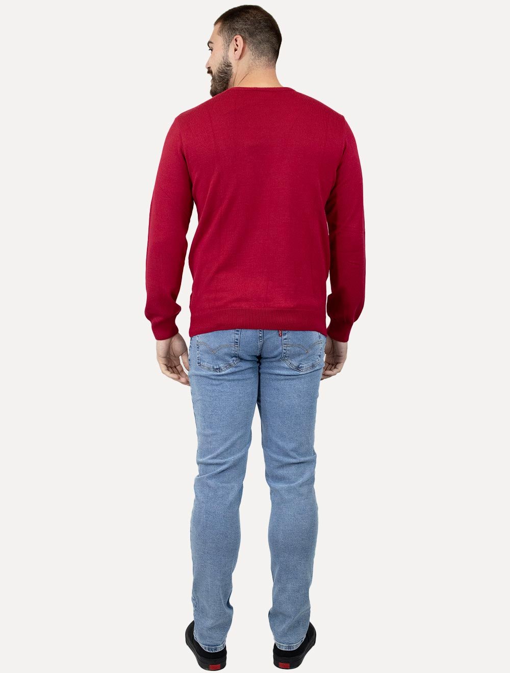 Suéter Colcci Masculino Tricot Crewneck Logo Vermelho