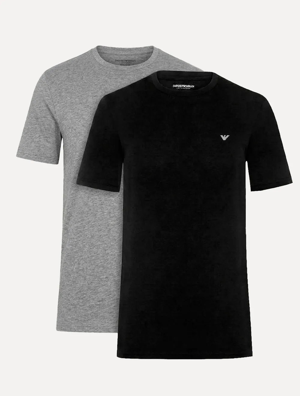 Kit Camisetas Empório Armani Masculina C-Neck Printed Logo Preta e Cinza Mescla