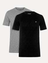 Kit Camisetas Empório Armani Masculina C-Neck Printed Logo Preta e Cinza Mescla