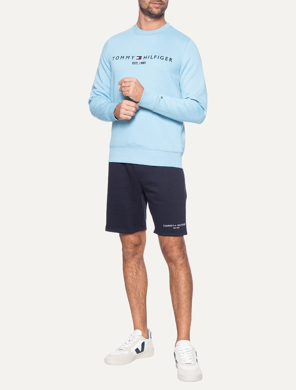 Bermuda Tommy Hilfiger Moletom Masculina Small Logo Azul Marinho