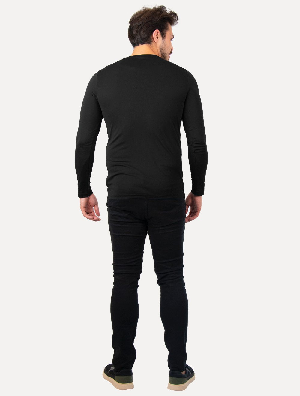 Camiseta Columbia Masculina Manga Longa Neblina Grey Logo Preta