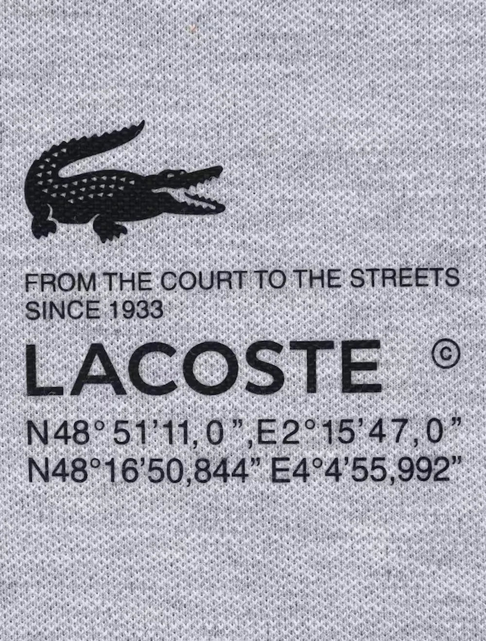 Polo Lacoste Masculina Regular Piquet Sport Sail Print Cinza Mescla