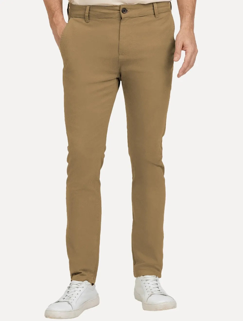 Calça King & Joe Sarja Masculina Slim Cáqui Médio