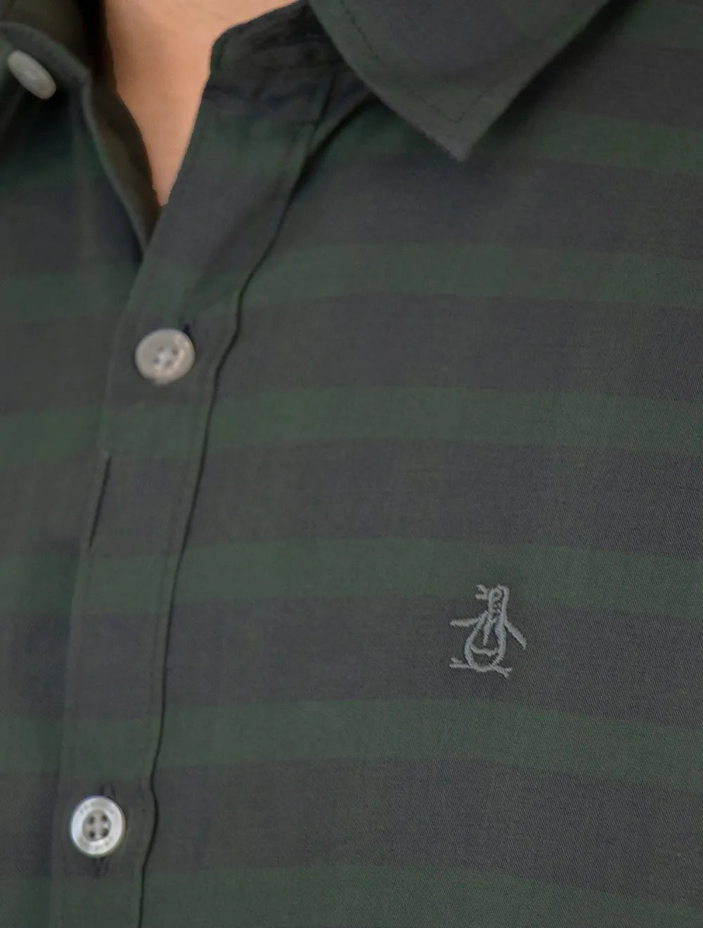 Camisa Original Penguin Masculina Regular Urban Listras Verde Escuro