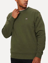 Moletom Tommy Jeans Masculino Fleece Flag Crewneck Verde Militar