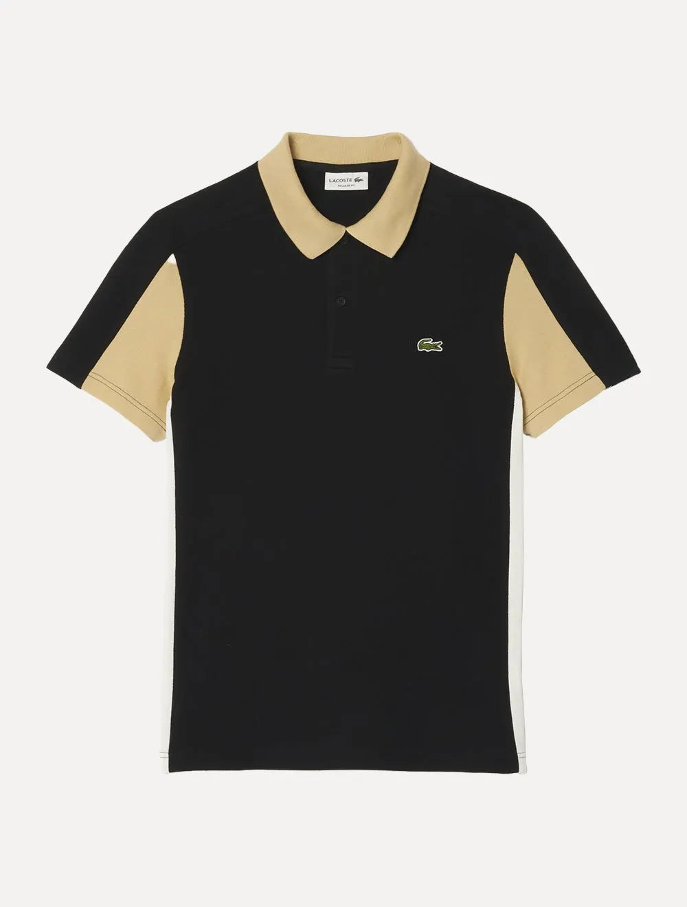 Polo Lacoste Masculina Piquet Cotton Colorblock Preta