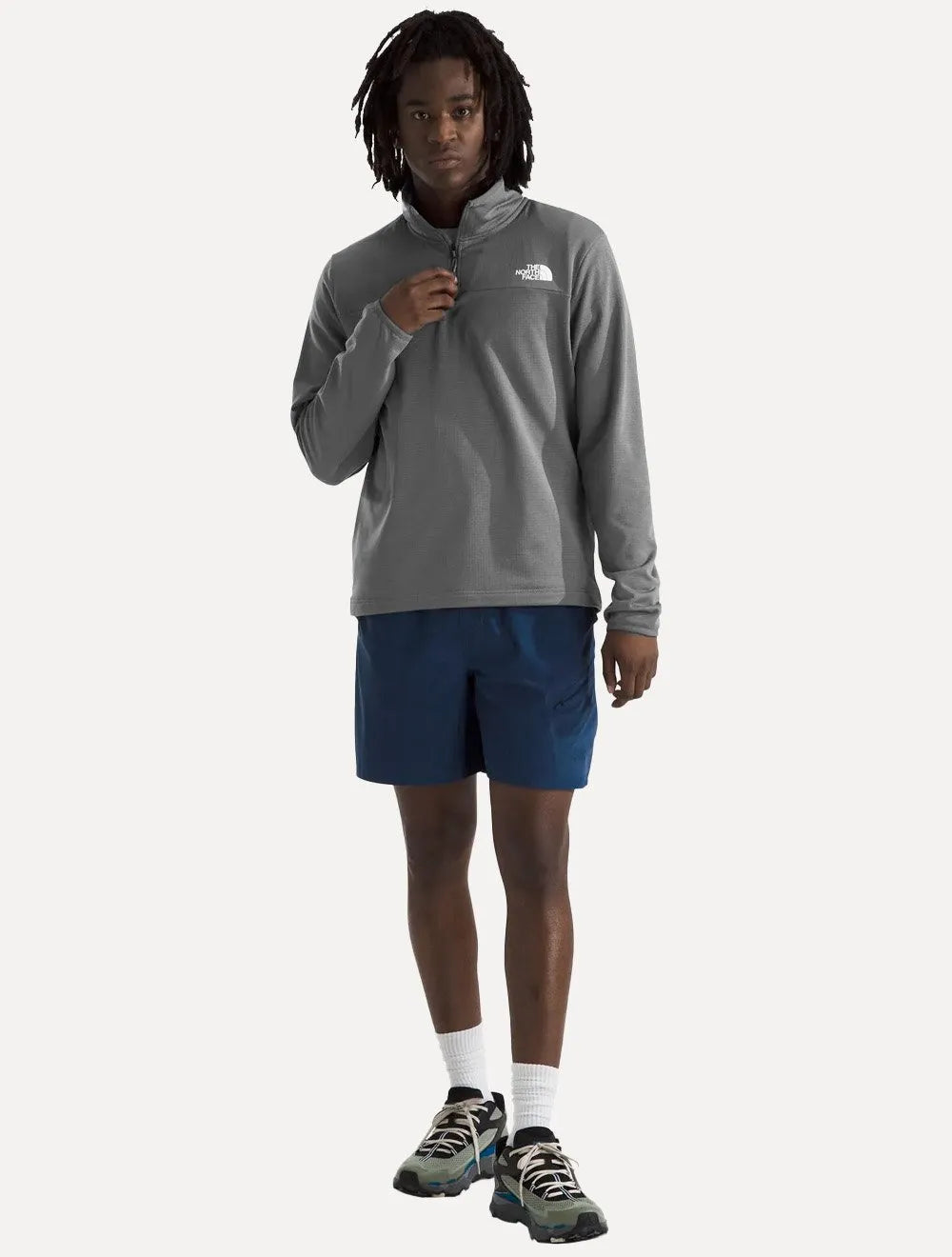 Blusa The North Face Masculina Pulover Cedar Trail Grid Fleece 1/4 ZIP Cinza
