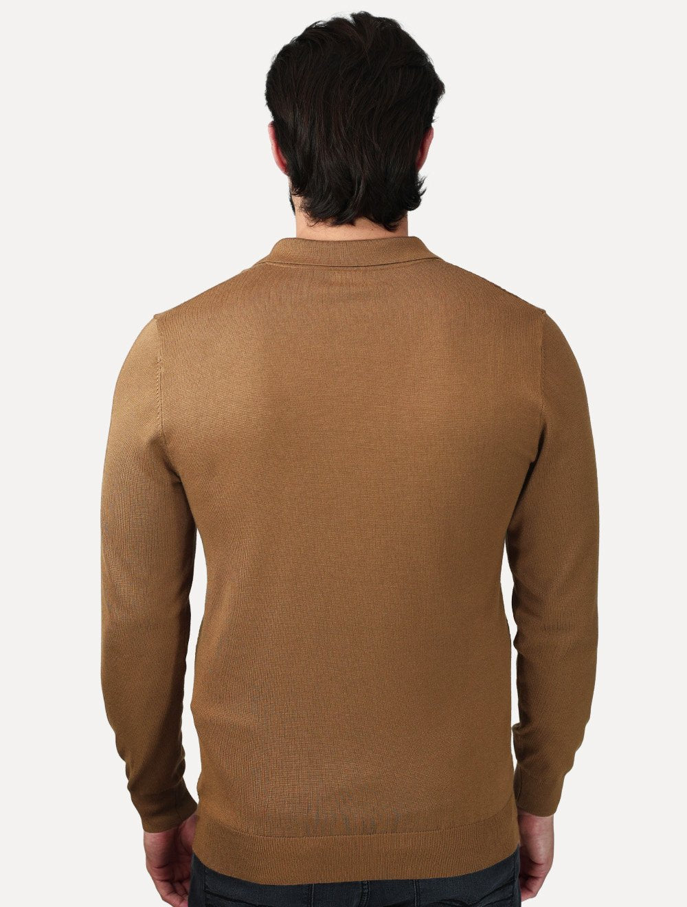 Camiseta Dixen Masculina Tricot Manga Longa Jacquard Seamless Marrom
