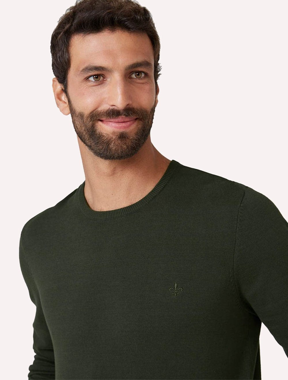 Suéter Dudalina Masculino Tricot Crewneck Básico Verde Militar