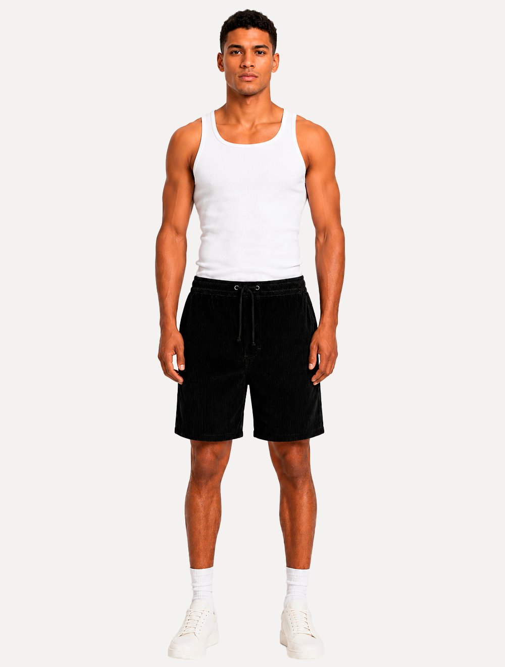 Bermuda Reserva Masculina Elástico Cotelê Preta
