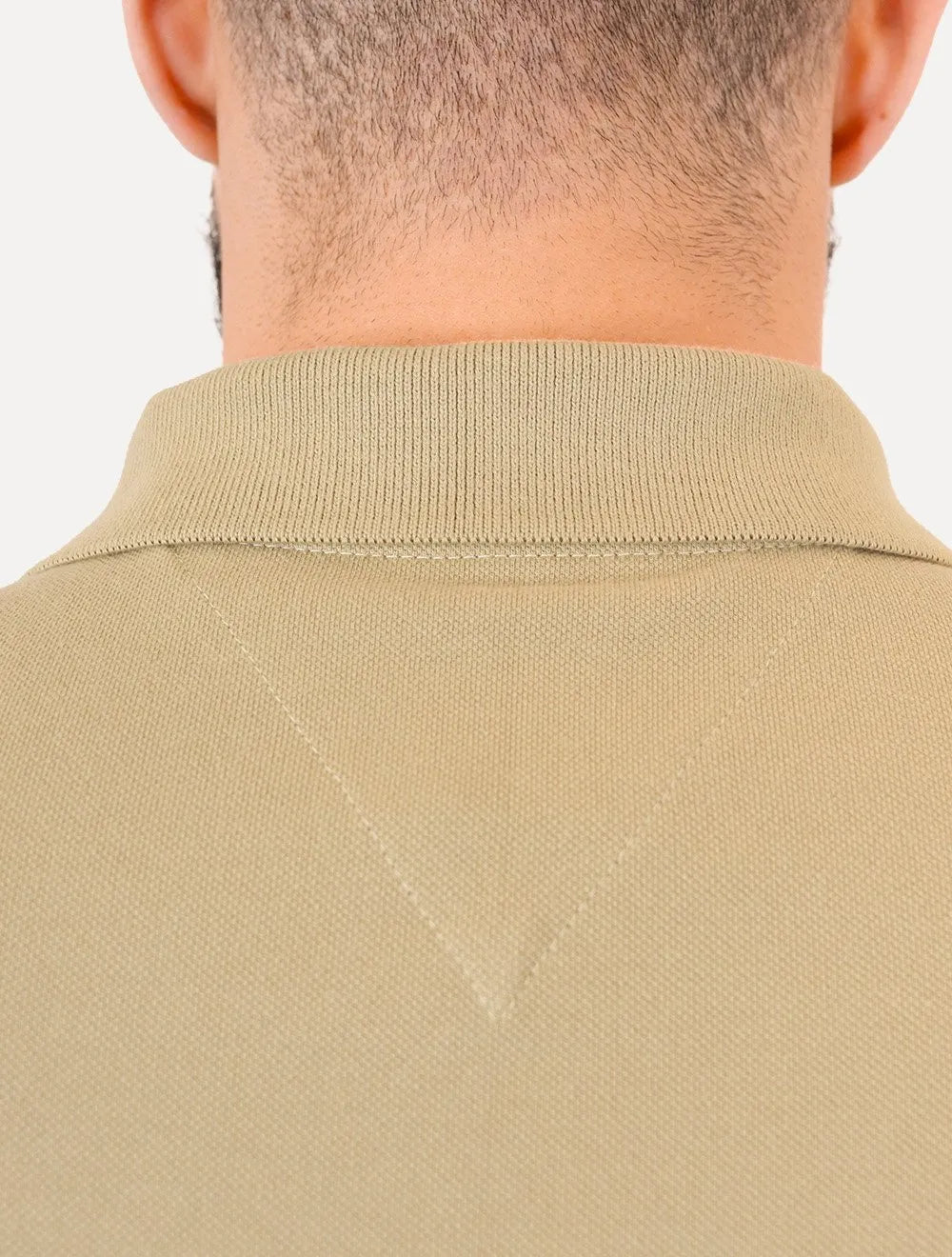 Polo Tommy Hilfiger Masculina Piquet Regular Placket Marrom Claro