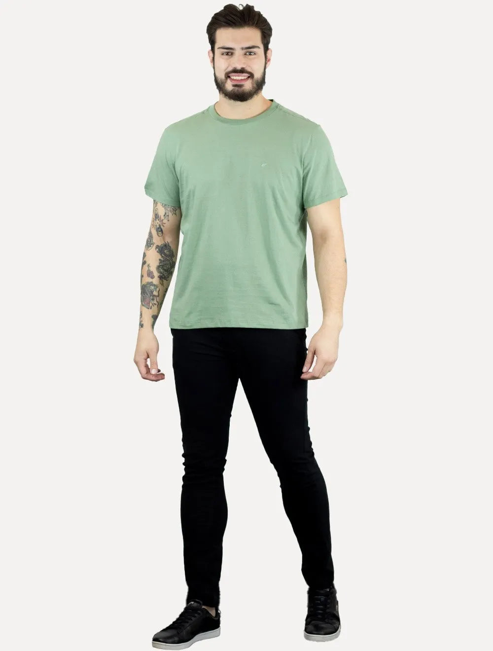 Camiseta Ellus Masculina Cotton Fine Easa Duocolor Verde Claro