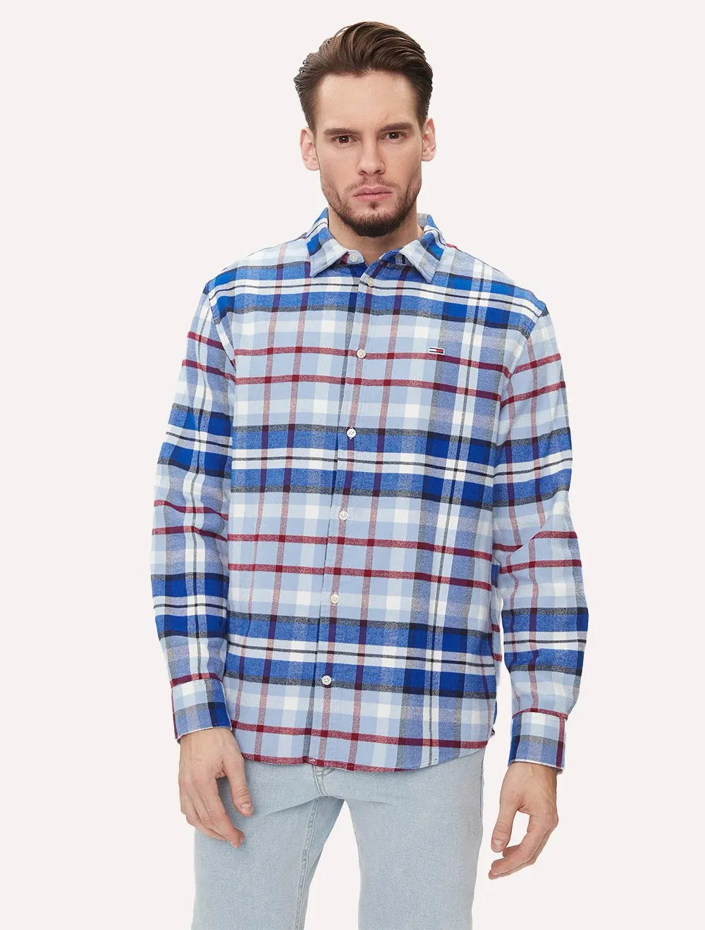 Camisa Tommy Jeans Masculina Regular Xadrez Essential Check Azul