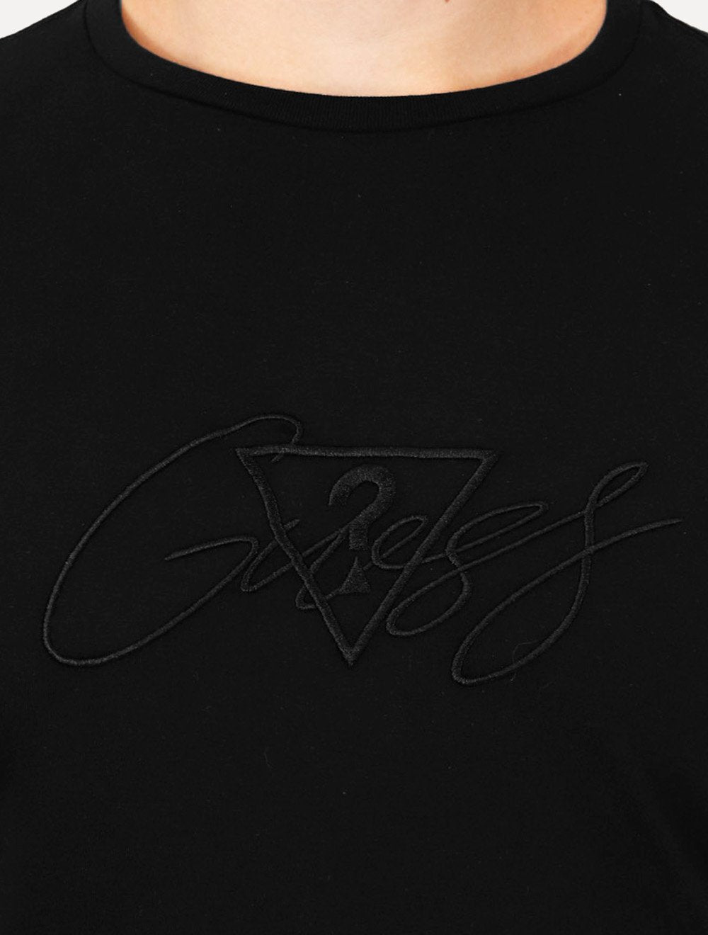 Camiseta Guess Masculina Signature Logo Triangle Preta