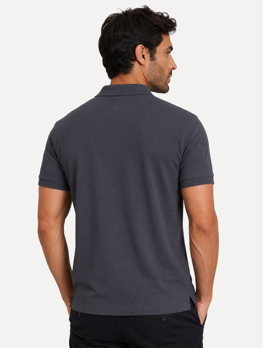 Polo Aramis Masculina Piquet Ziper Cinza Escuro