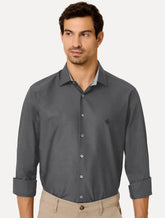 Camisa Dudalina Masculina Comfort Superfine Cotton Mono Logo Cinza Chumbo