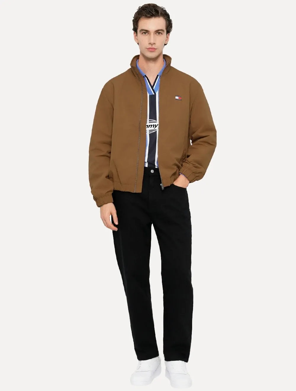 Jaqueta Tommy Jeans Masculina Essential Padded Logo Collar Marrom
