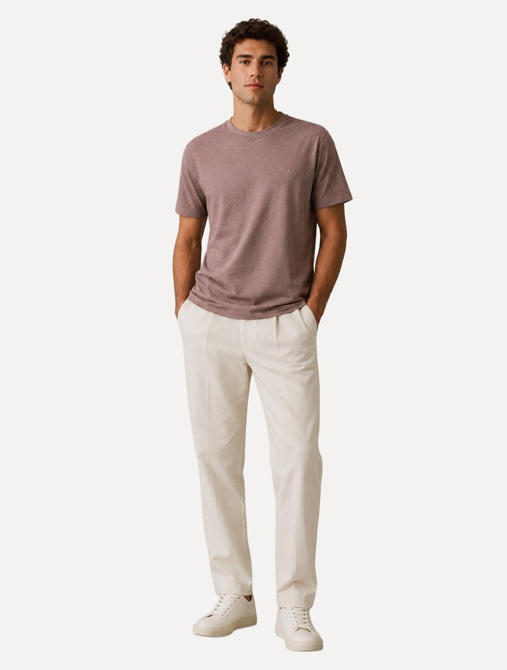 Camiseta Calvin Klein Manga Curta Masculina Mono Logo Ribana Gola Bordô Mescla