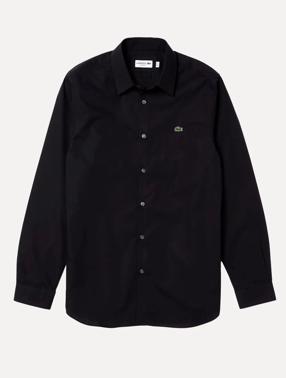 Camisa Lacoste Masculina Slim Fit Popeline Stretch Preta