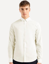 Camisa Armani Exchange Masculina Cotton Slim Fit Mono Logo Off-White
