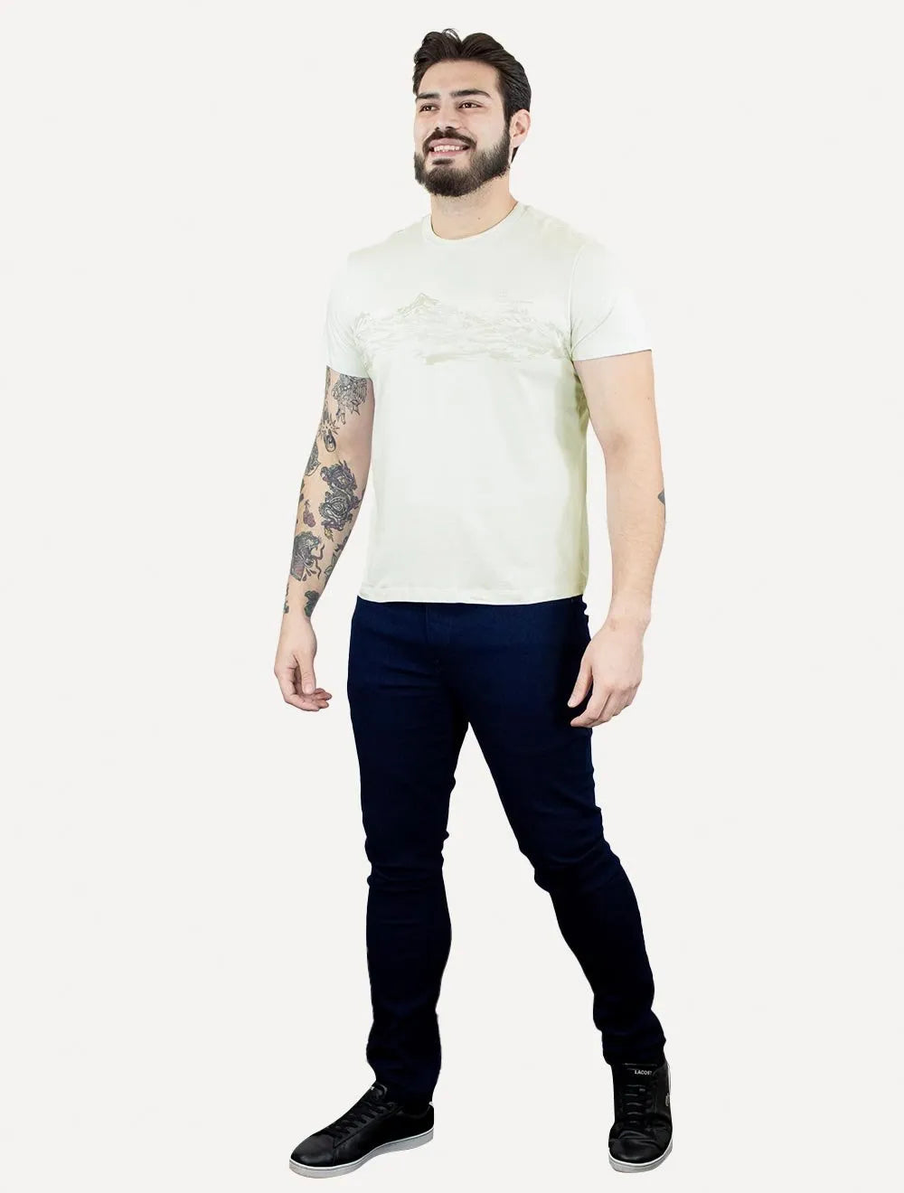 Camiseta Dudalina Masculina Frontal Mountain Off-White