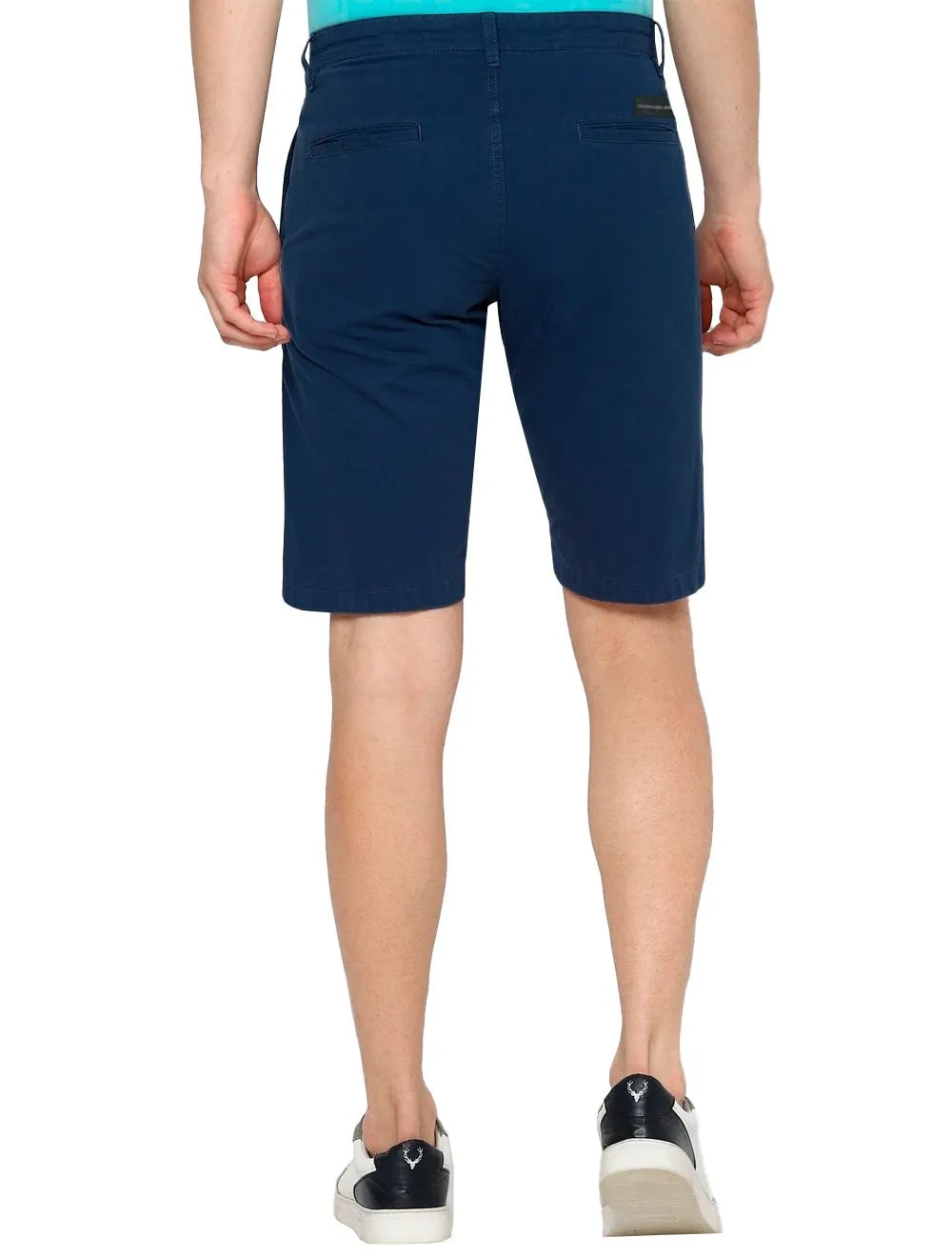 Bermuda Calvin Klein Jeans Masculina Sarja Chino Pockets Label Azul Escuro