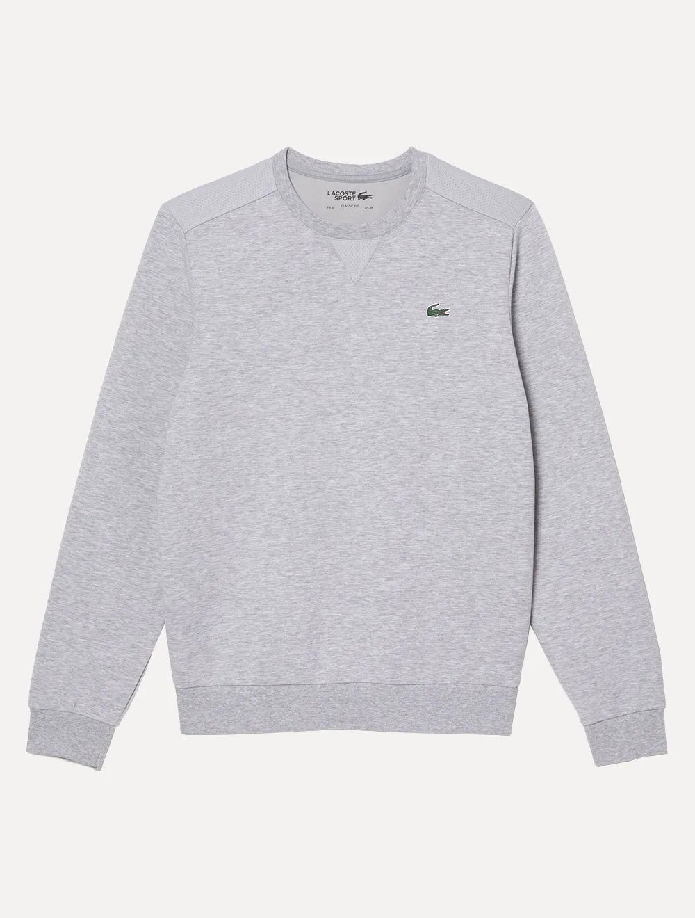 Moletom Lacoste Masculino Crewneck Sport Mesh Panels Cinza Mescla