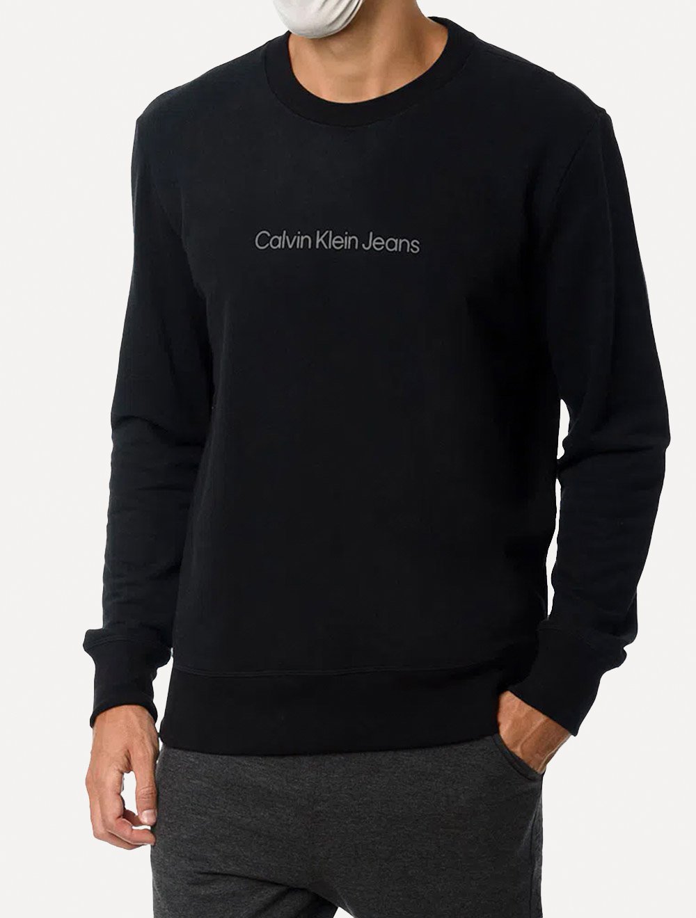 Moletom Calvin Klein Jeans | Masculino Crewneck Light Front Logo Preto