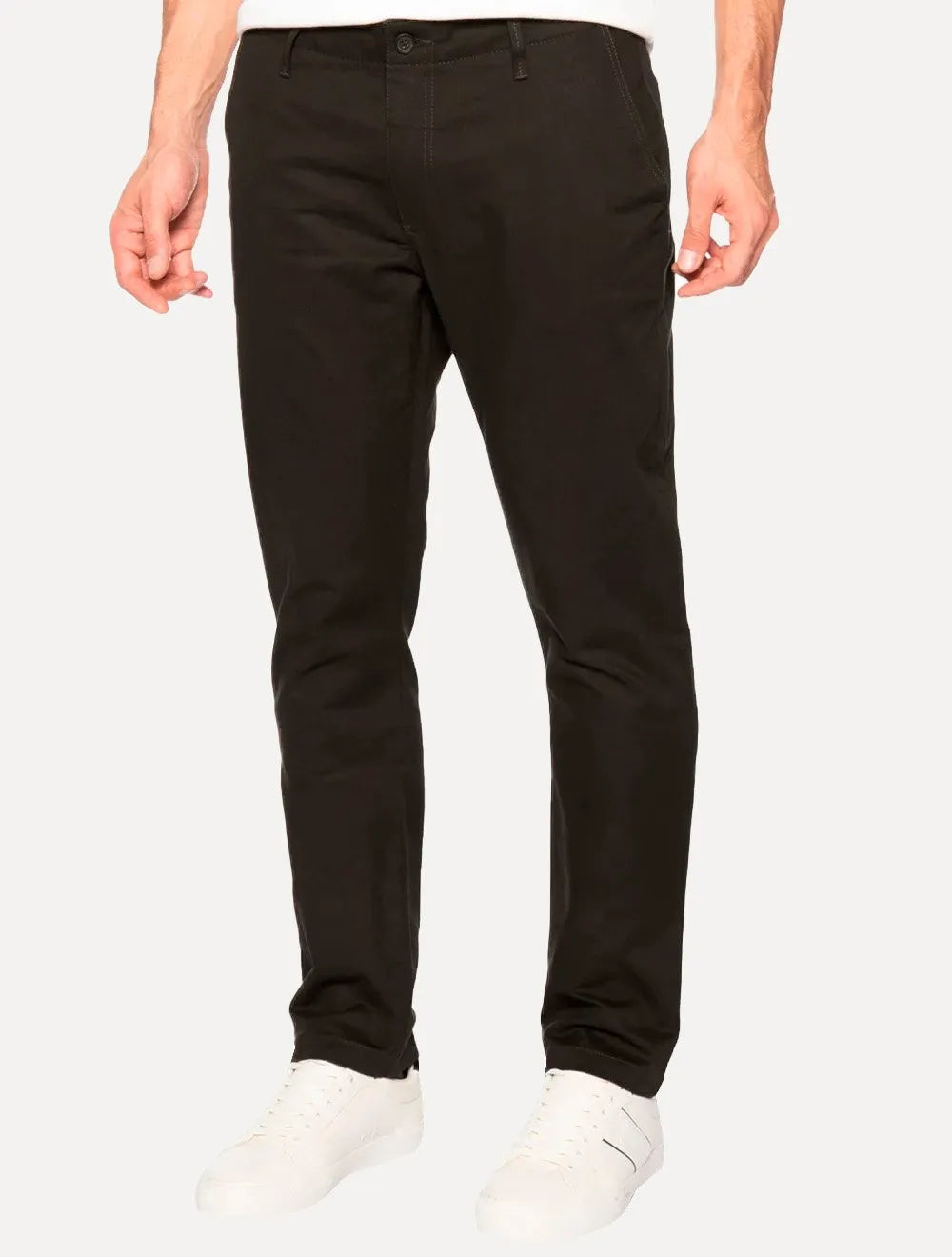 Calça Sergio K Masculina Chino Sarja Elastano Cáqui Médio
