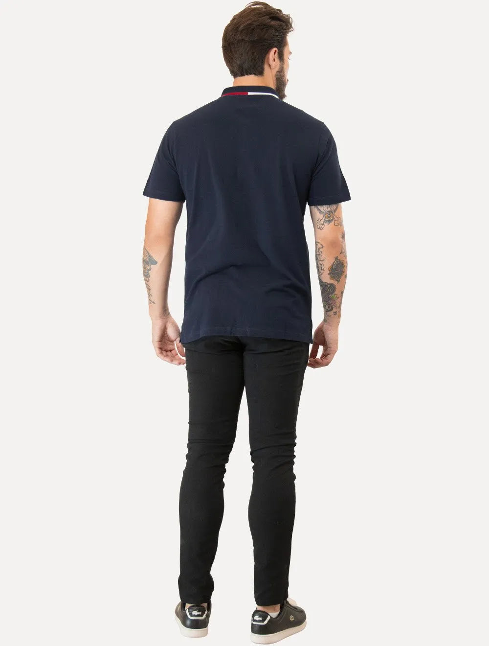 Polo Tommy Jeans Masculina Regular Flag Neck Azul Marinho