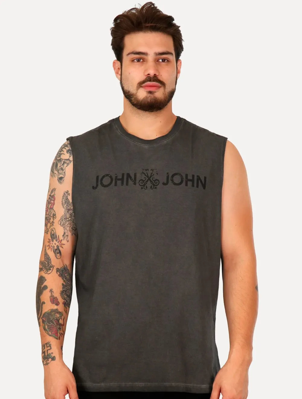 Regata John John Masculina Regular Rusty Cinza Médio