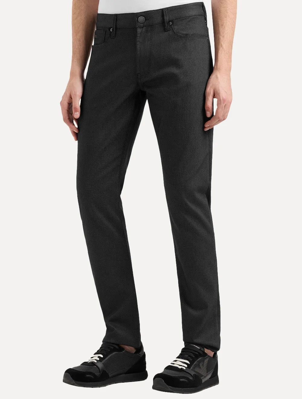 Calça Jeans Empório Armani Masculina J06 Slim Fit Armure 5 Pockets Preto