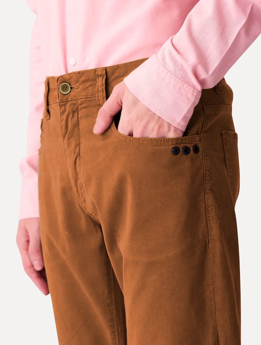 Calça Osklen Masculina Sarja Regular 5 Pockets Color Lisa Terracota