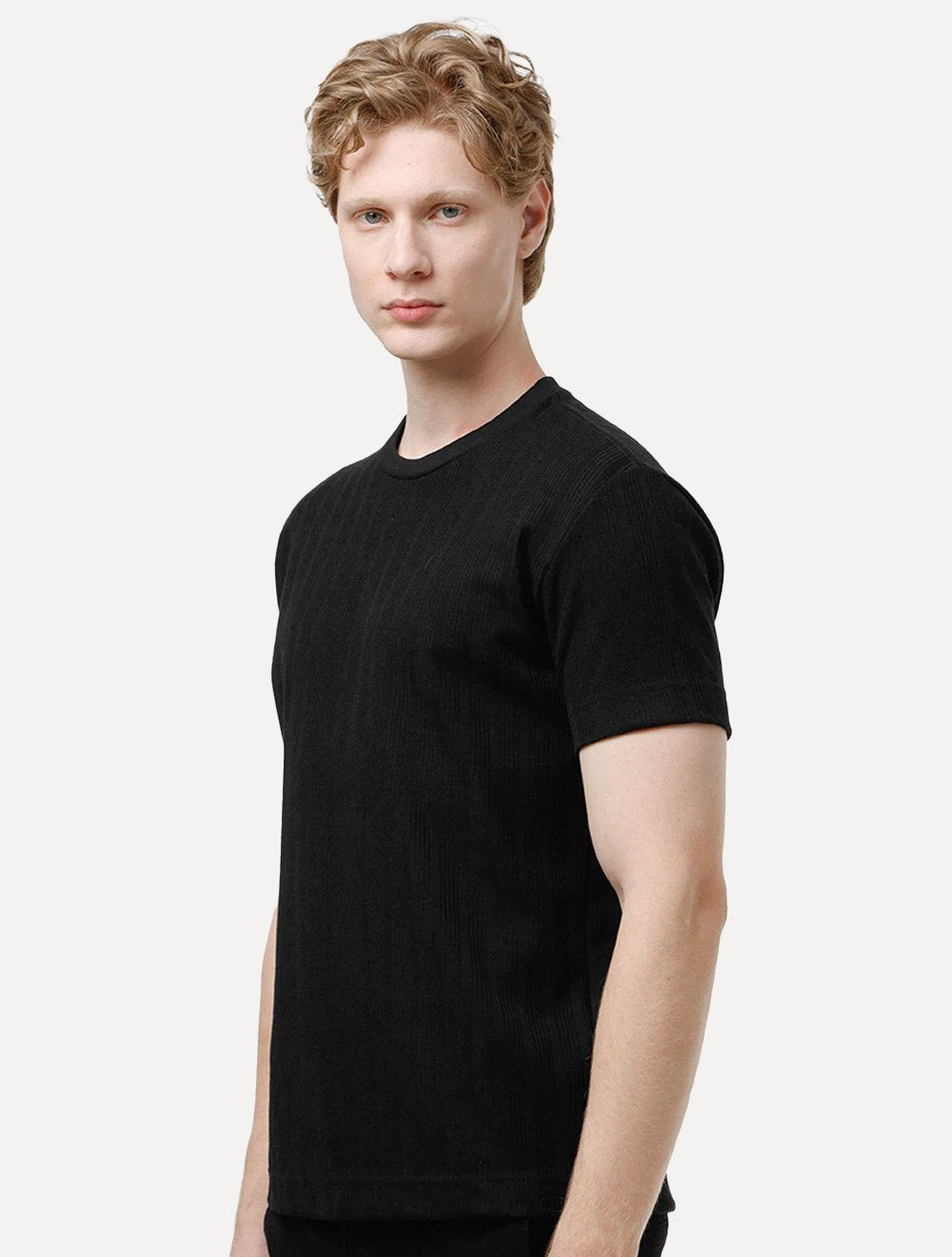 Camiseta King & Joe Masculina Slim Malha Tricot Preta