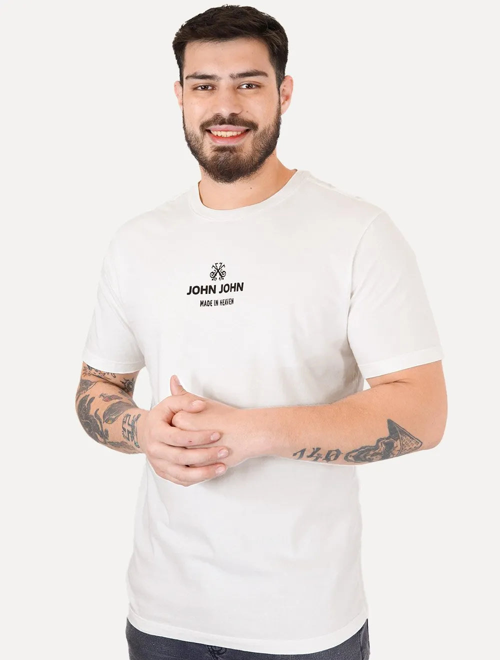 Camiseta John John Masculina Regular Industry Co. Off White
