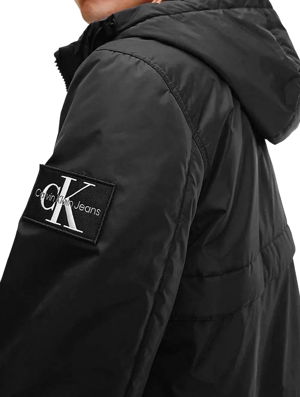 Jaqueta Calvin Klein Jeans Masculina Reciclada Chest Logo Preta