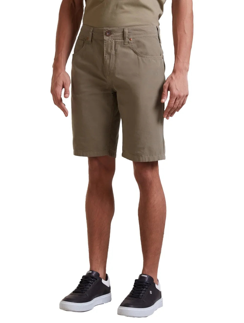 Bermuda Forum Masculina Sarja Paul Slim Verde Militar
