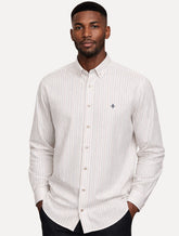 Camisa Dudalina Masculina Comfort Superfine Cotton Oxford Listrada Branca