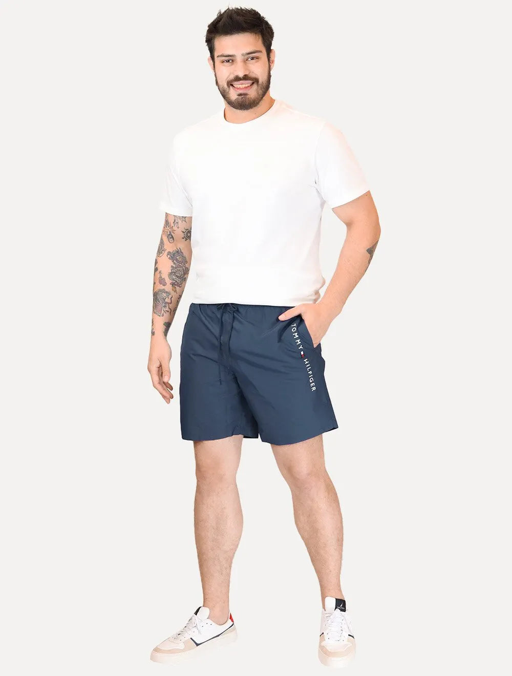 Short Tommy Hilfiger Masculino Long Drawstring Core Logo Azul Médio