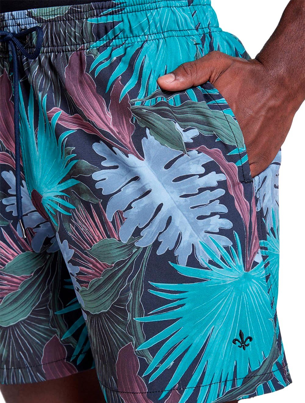 Short Dudalina Masculino D'Água Floral Print Azul Verde