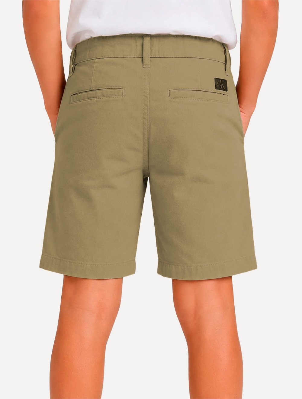 Bermuda Calvin Klein Infantil Slim Color Chino Lisa Cáqui Médio
