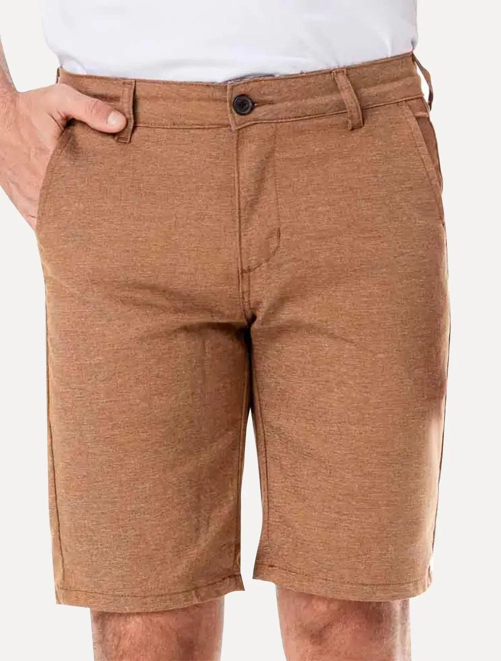 Bermuda King & Joe Sarja Masculina Slim Texture Marrom Mescla