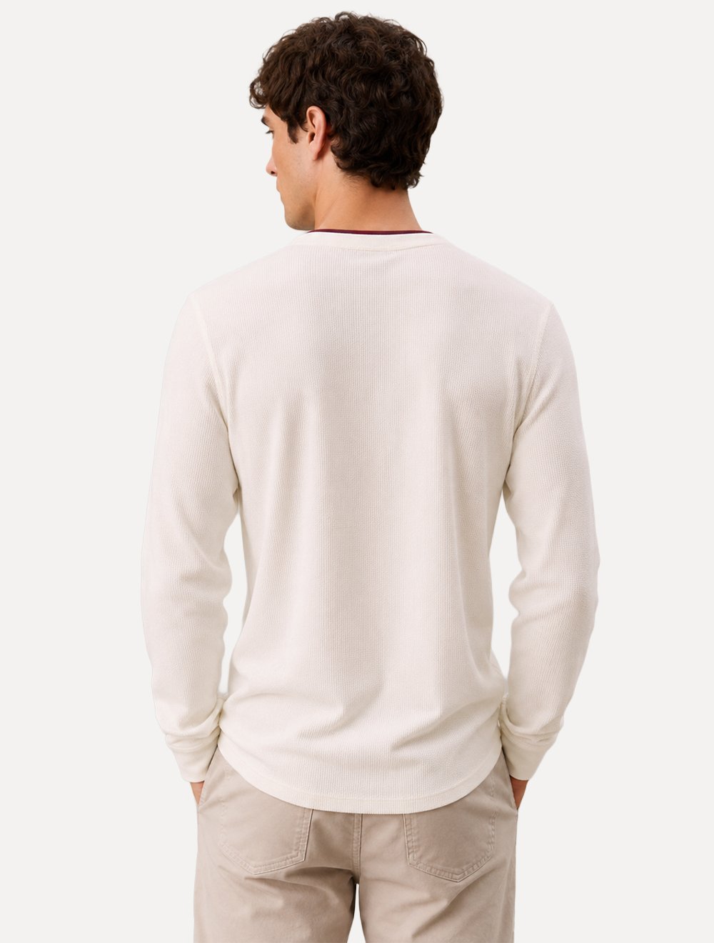 Camiseta Calvin Klein Jeans Masculina Manga Longa Quadrile Off White