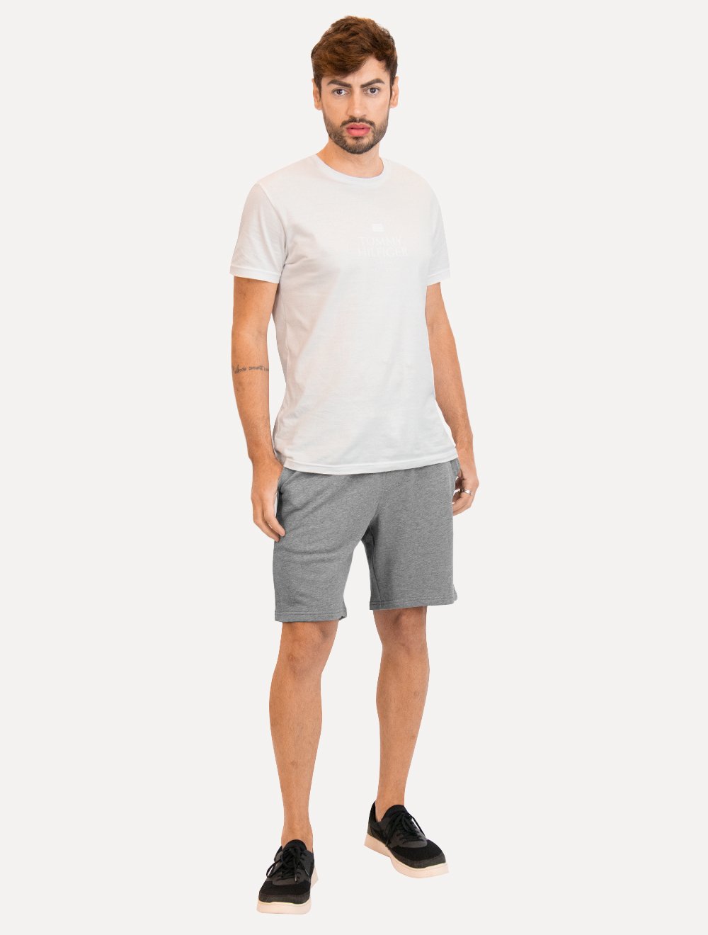 Bermuda Tommy Hilfiger Moletom Essential Terry Grey String Cinza Mescla