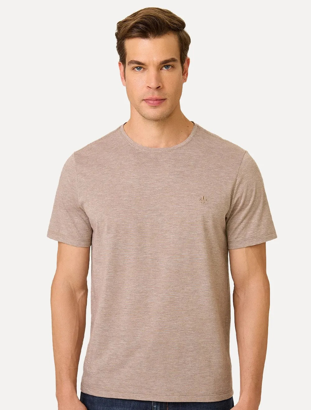 Kit Camisetas Dudalina Malha Cáqui Médio Listrado e Preto