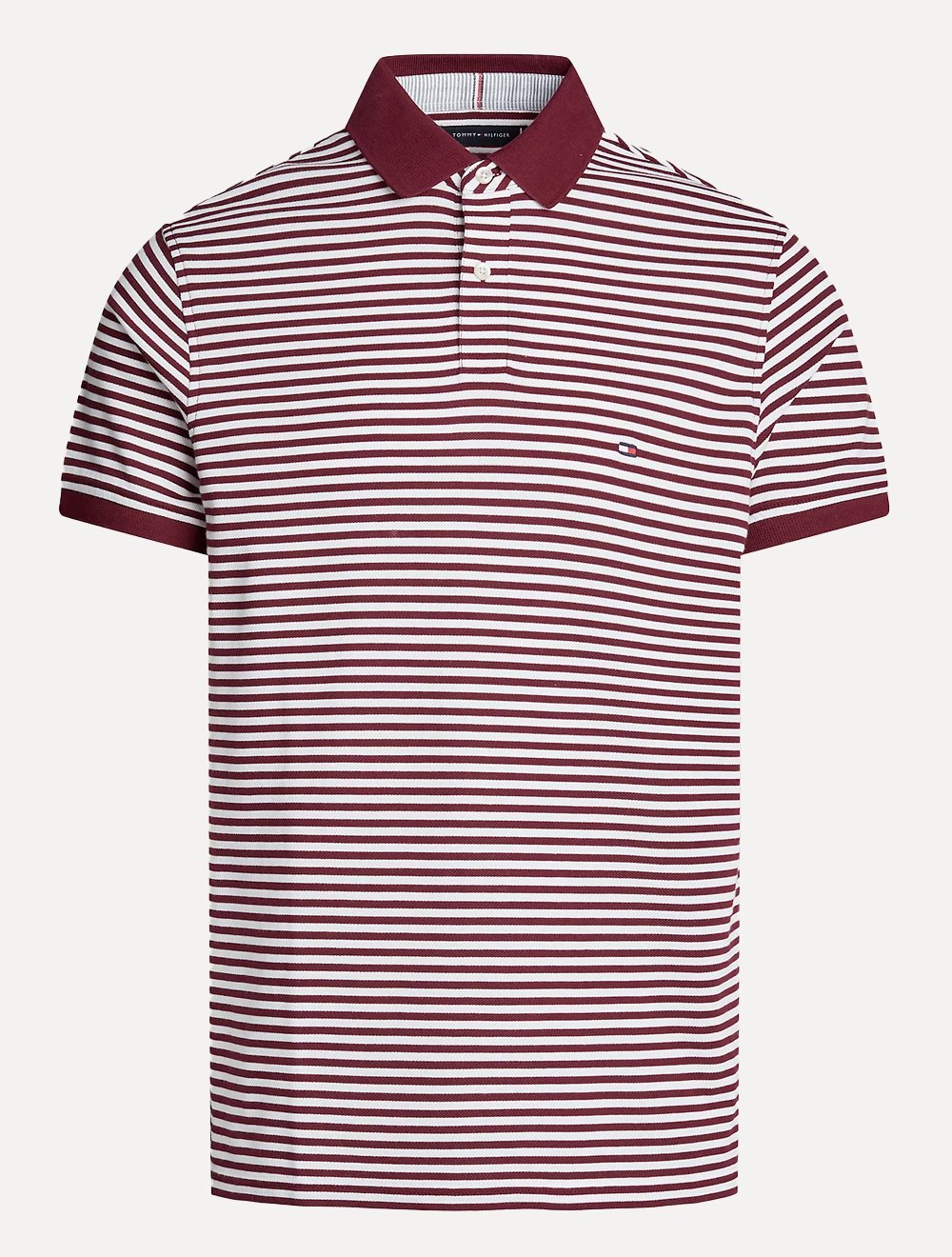 Polo Tommy Hilfiger Masculina Regular Piquet 1985 Striped Bordô