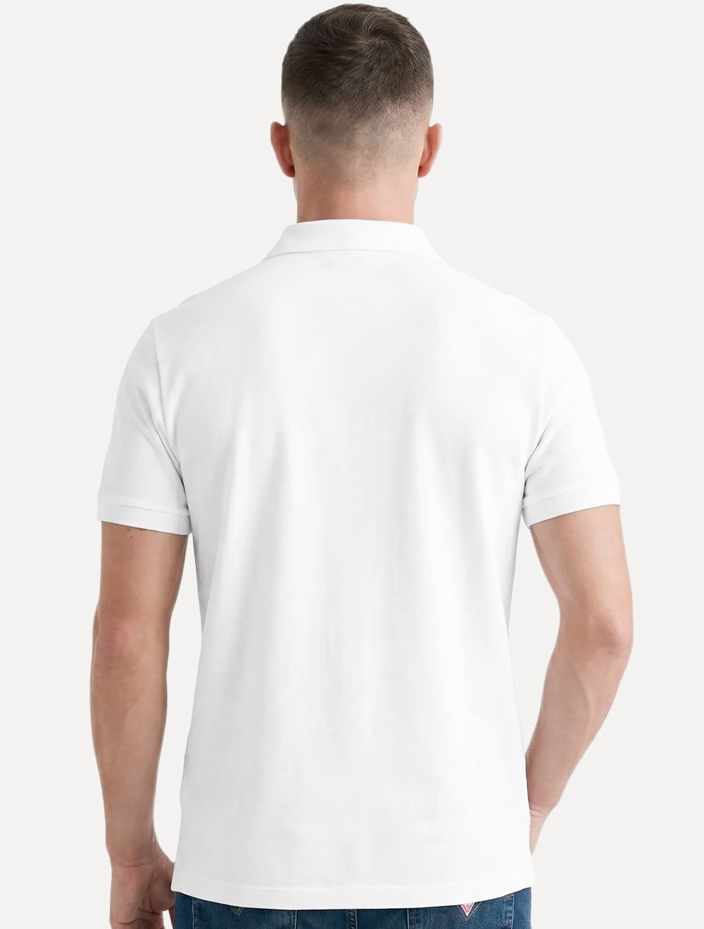 Polo Guess Masculina Piquet Chest Embroidery Logo Branca