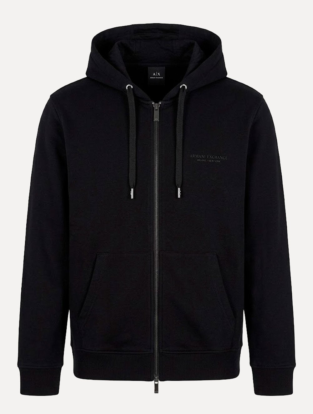 Moletom Armani Exchange Masculino Com Capuz Full Zip Subtle Logo Preto